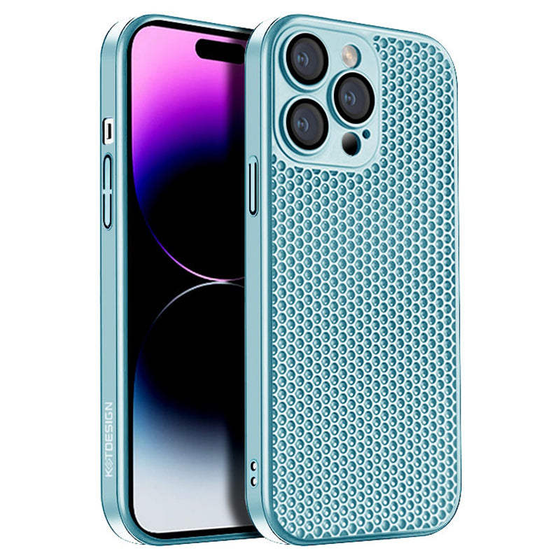 KSTDESIGN Icenets Series Til iPhone 14 Pro Max Bagcover Varmeafledning Hårdt PC-telefonetui med linsefilm