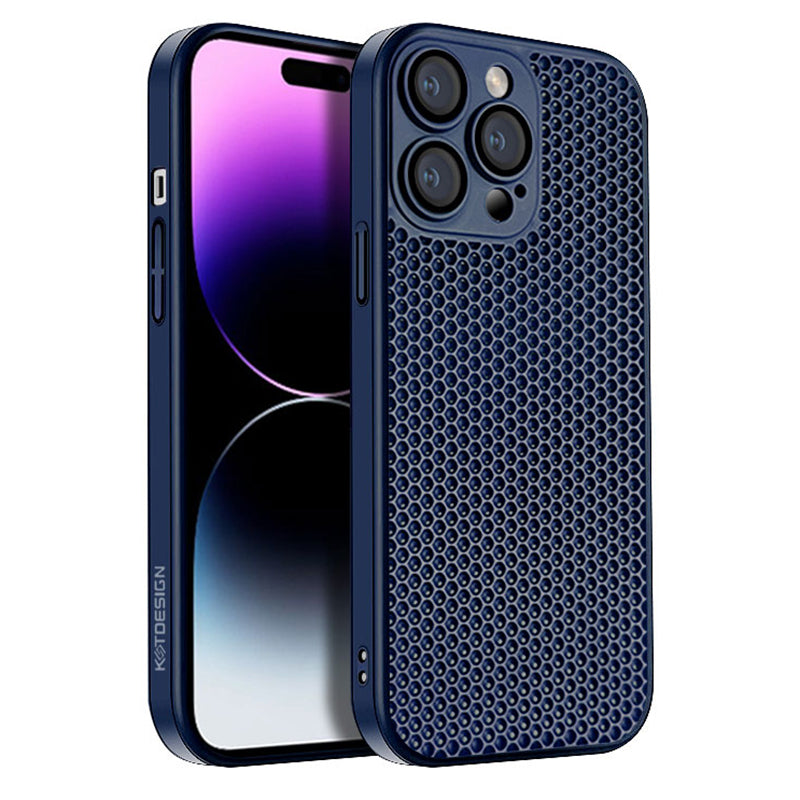 KSTDESIGN Icenets Series Til iPhone 14 Pro Max Bagcover Varmeafledning Hårdt PC-telefonetui med linsefilm