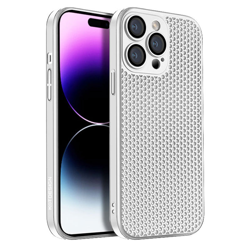 KSTDESIGN Icenets Series Phone Cover for iPhone 15 Pro Heat Dissipation Hard PC Shockproof Case with Lens Film