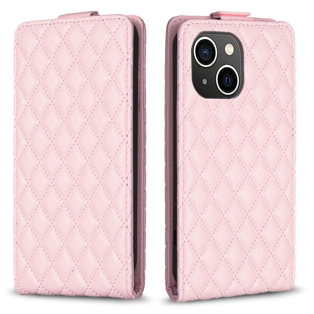 BF Style-30 Vertical Flip Shockproof Cover for iPhone 15 PU Leather Imprinted Phone Case