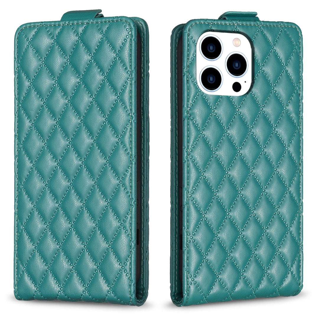BF30 Phone Case for iPhone 14 Pro Max Imprinted Leather Vertical Flip Stand Cover with Card Slots