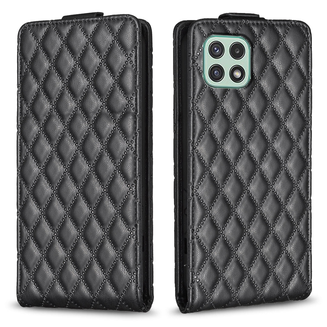 BF30 For Samsung Galaxy A22 5G (EU Version) Vertical Flip Card Holder Cover Imprinted Leather Stand Phone Case
