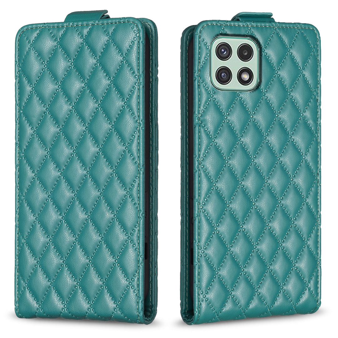 BF30 For Samsung Galaxy A22 5G (EU Version) Vertical Flip Card Holder Cover Imprinted Leather Stand Phone Case