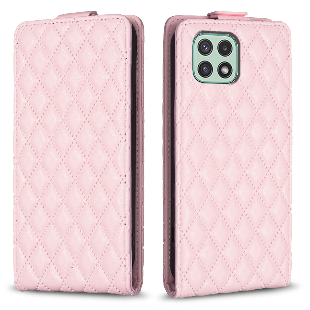 BF30 For Samsung Galaxy A22 5G (EU Version) Vertical Flip Card Holder Cover Imprinted Leather Stand Phone Case