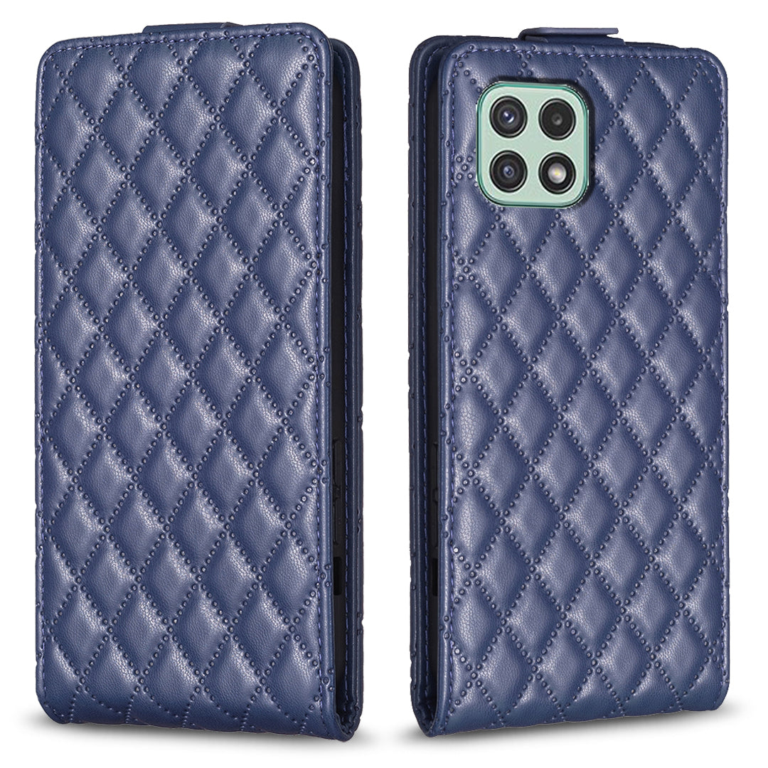BF30 For Samsung Galaxy A22 5G (EU Version) Vertical Flip Card Holder Cover Imprinted Leather Stand Phone Case