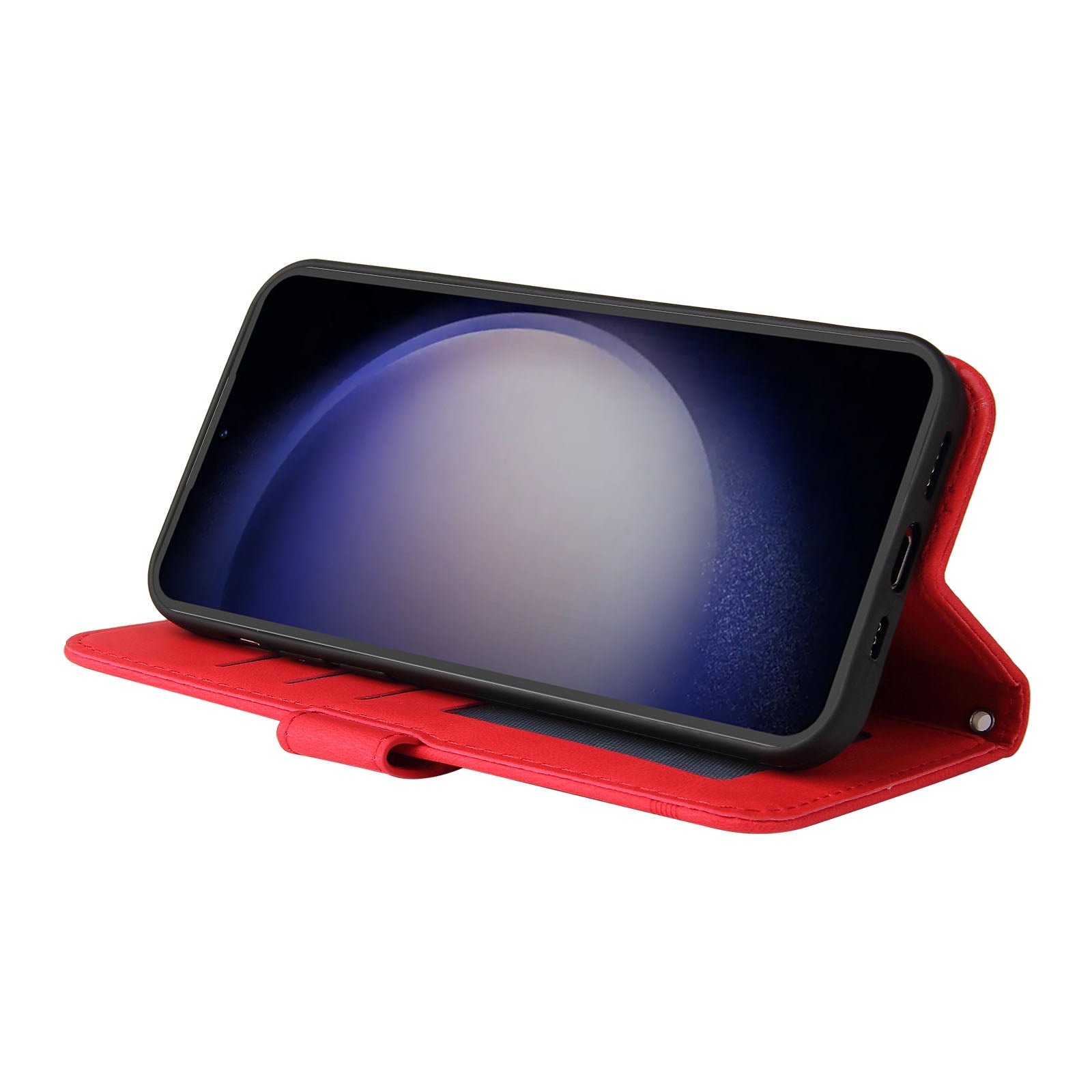 For Samsung Galaxy S23 FE Dustproof Phone Cover Imprinted Lines Stand Wallet Skin-touch PU Leather Case