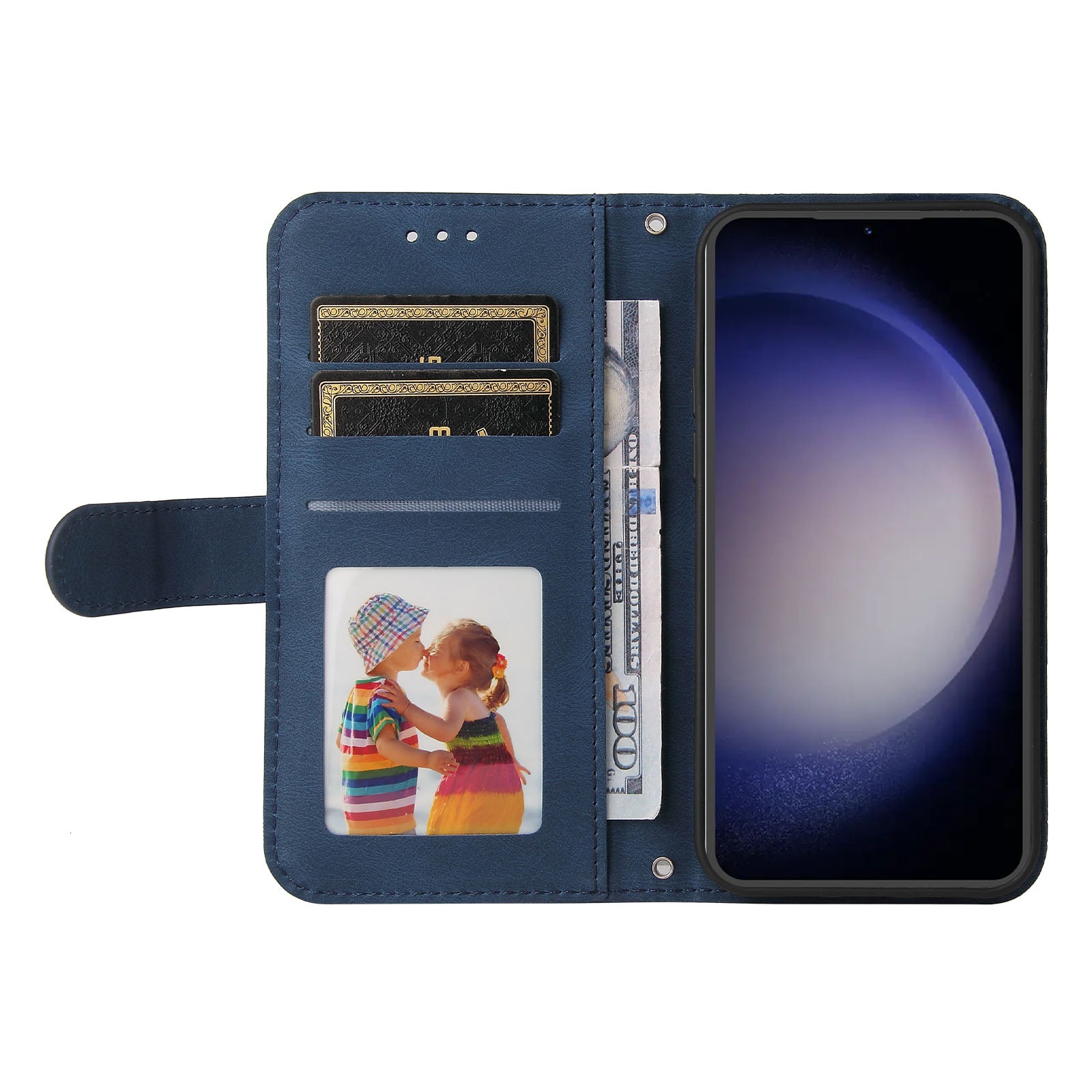 For Samsung Galaxy S23 FE Dustproof Phone Cover Imprinted Lines Stand Wallet Skin-touch PU Leather Case