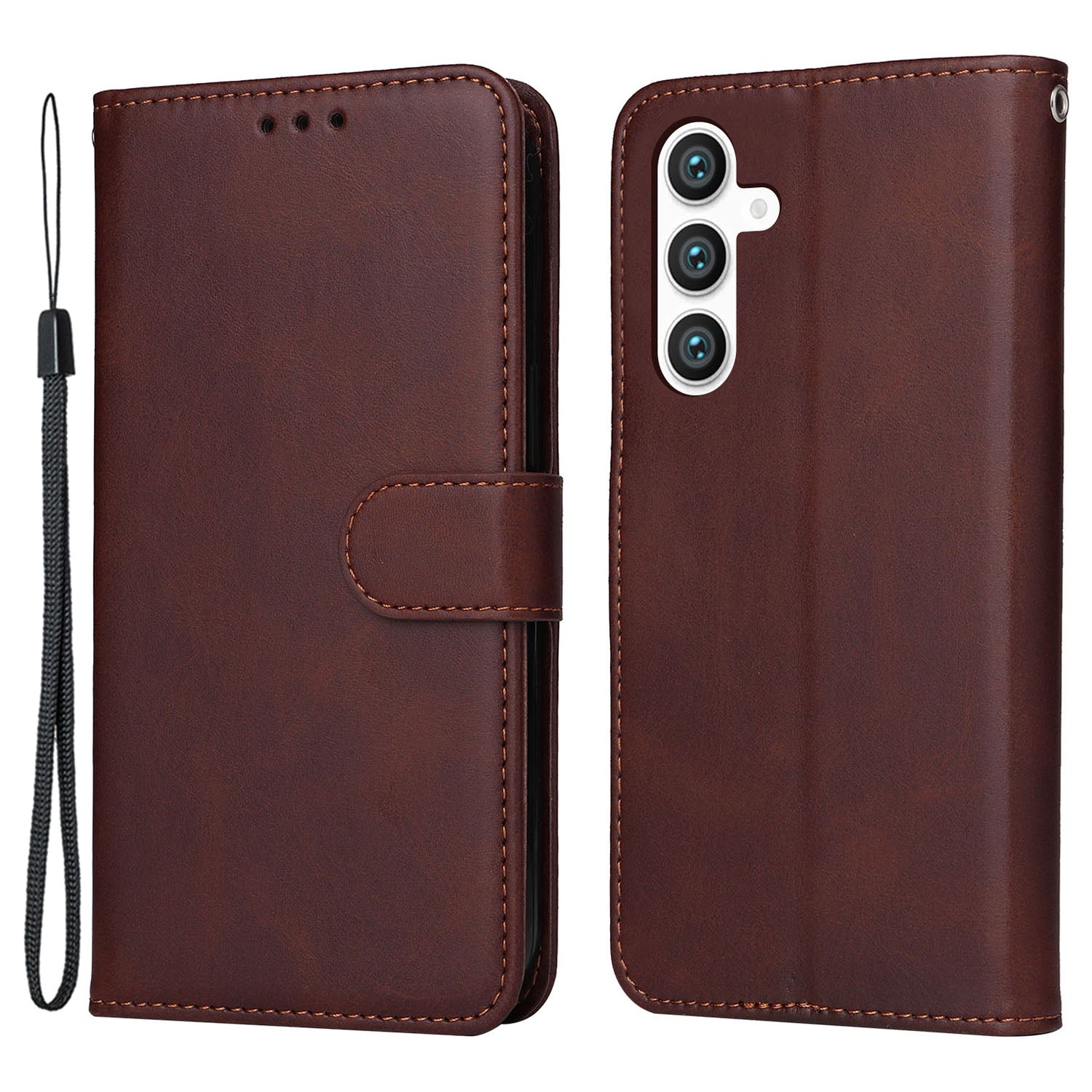 For Samsung Galaxy S23 FE Shockproof Flip Phone Shell PU Leather Wallet Phone Case Stand Calf Texture Cover