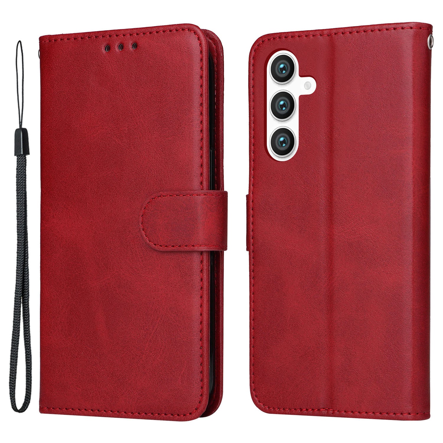 For Samsung Galaxy S23 FE Shockproof Flip Phone Shell PU Leather Wallet Phone Case Stand Calf Texture Cover