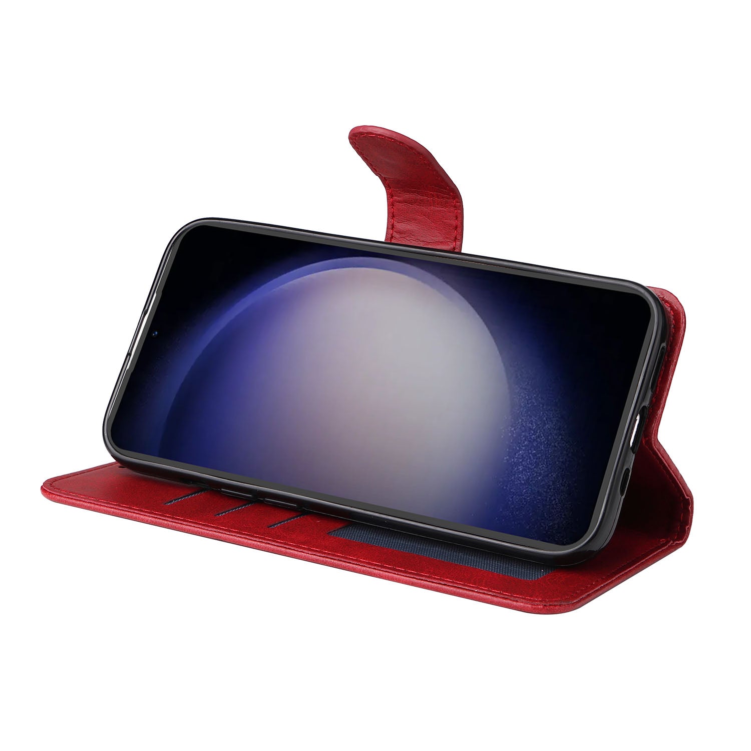 For Samsung Galaxy S23 FE Shockproof Flip Phone Shell PU Leather Wallet Phone Case Stand Calf Texture Cover