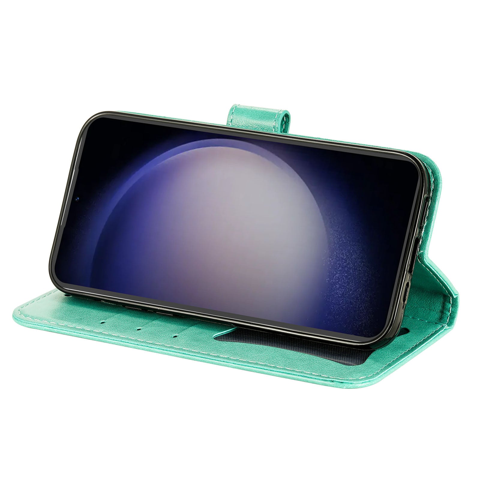 For Samsung Galaxy S23 FE Stand Wallet Imprinted Flower PU Leather Cover Mobile Phone Shell Phone Case