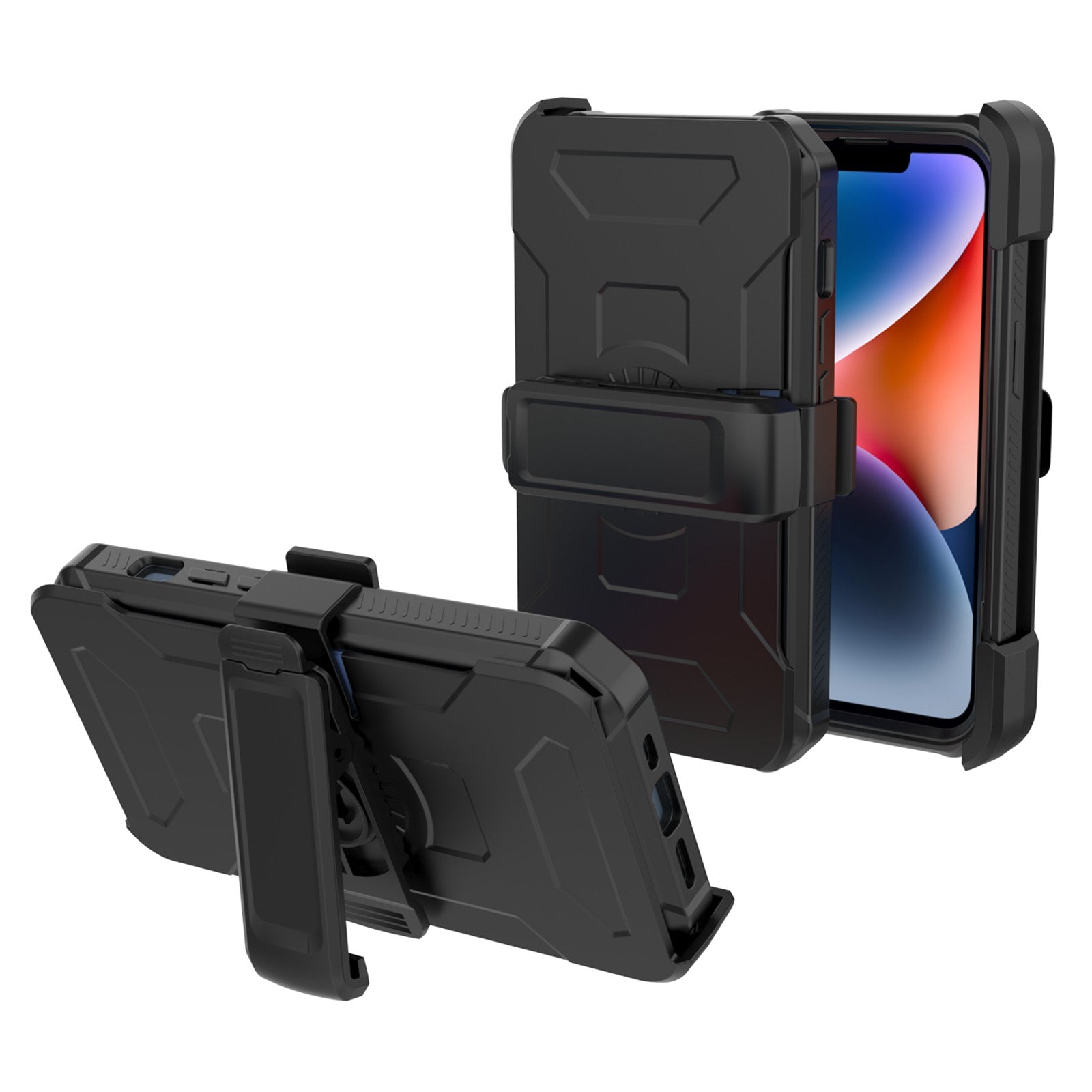 For iPhone 14 Plus Shockproof Case Invisible Kickstand Caes TPU PC Anti-Drop Phone Cover