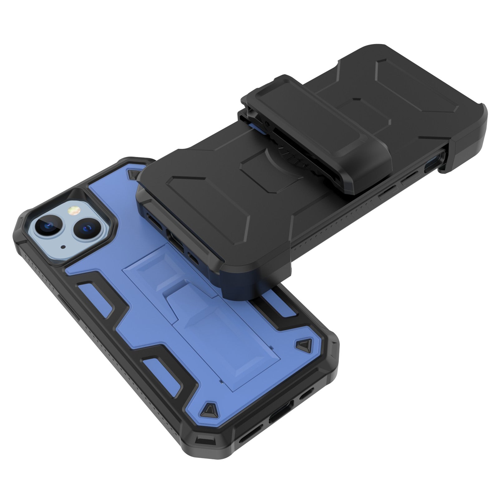 For iPhone 14 Plus Shockproof Case Invisible Kickstand Caes TPU PC Anti-Drop Phone Cover
