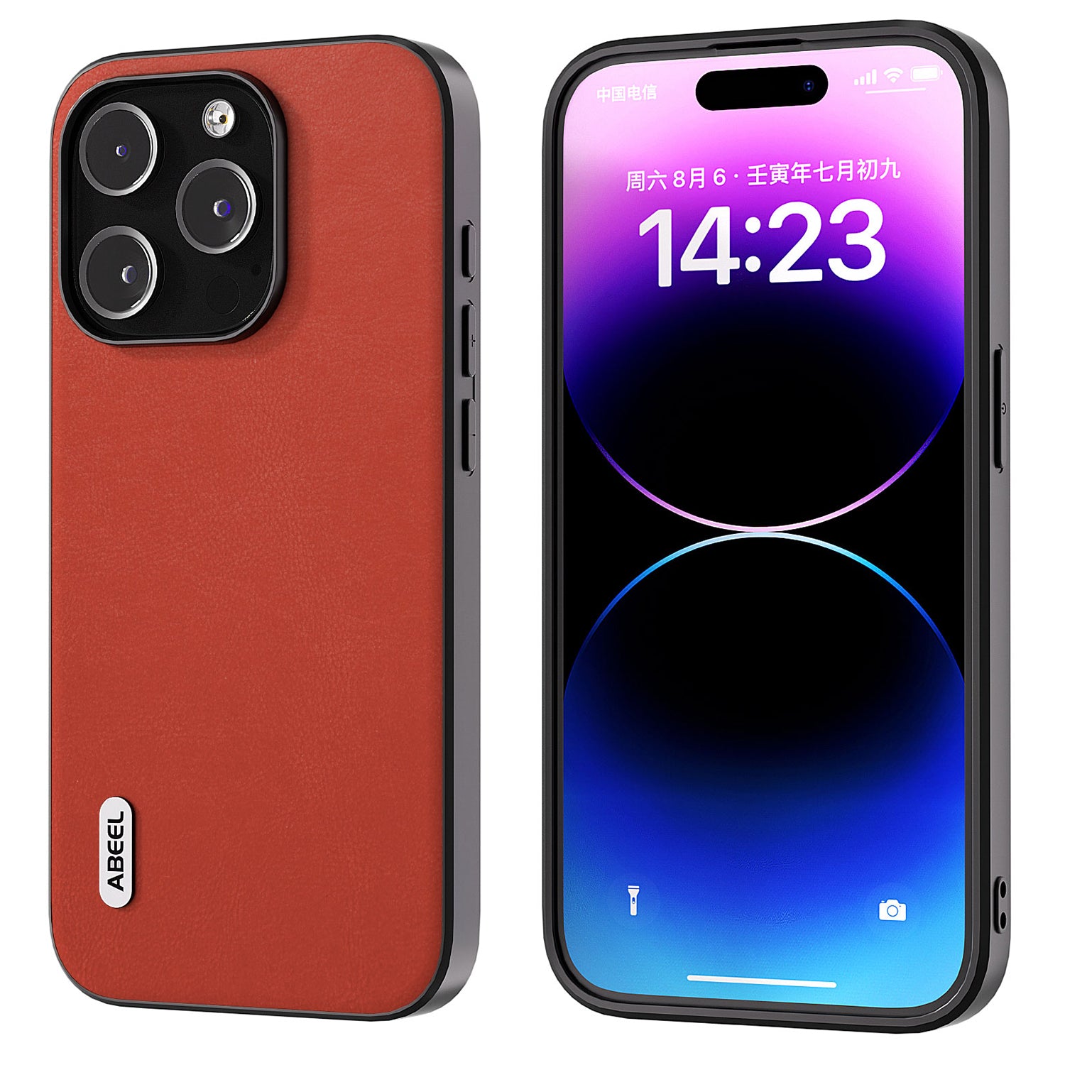 Ochranné tenké pouzdro ABEEL pro iPhone 15 Pro Max s texturou PU kůže TPU