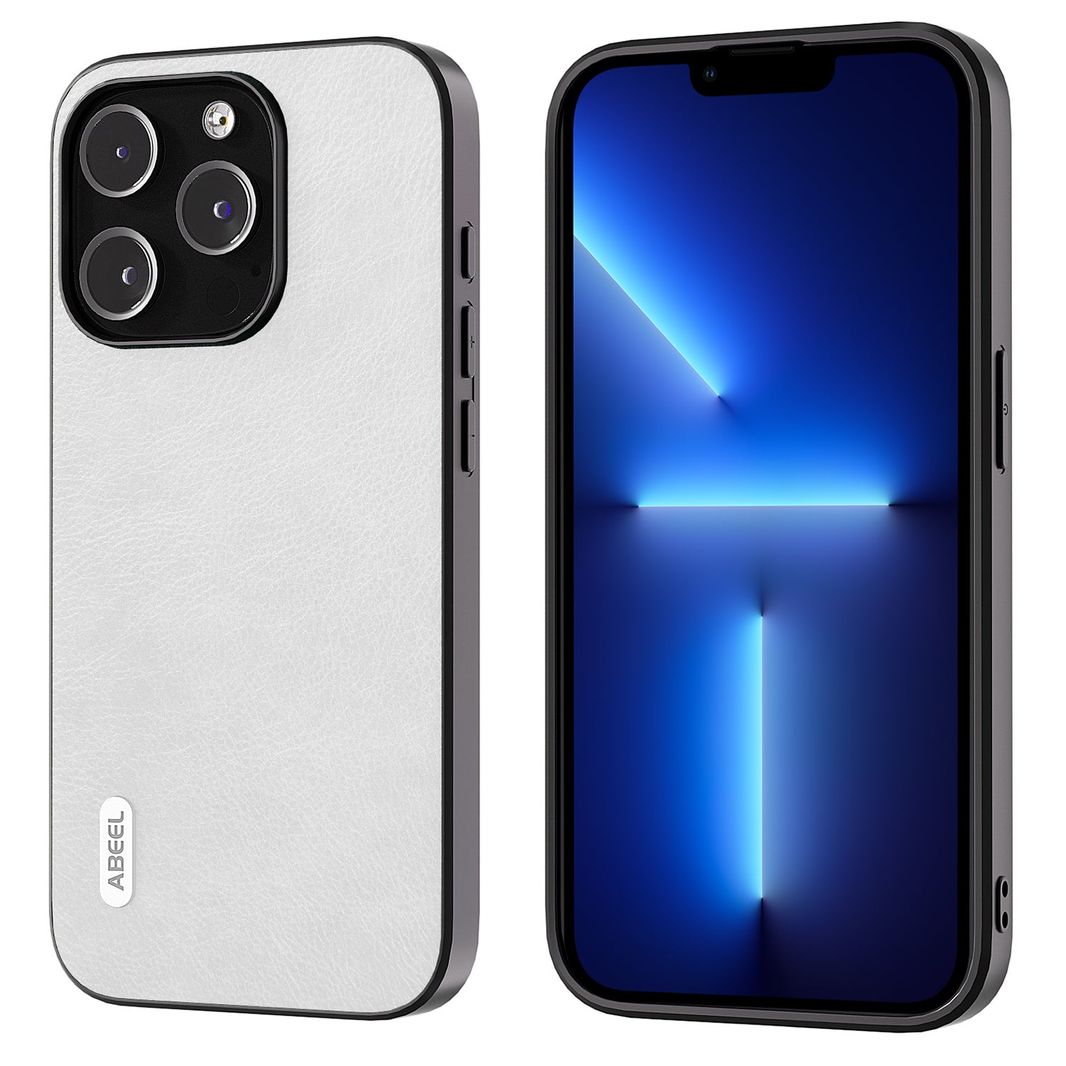 ABEEL For iPhone 13 Pro Max 6.7 inch Drop-Proof Phone Case Litchi Texture PU Leather Coated TPU Cover