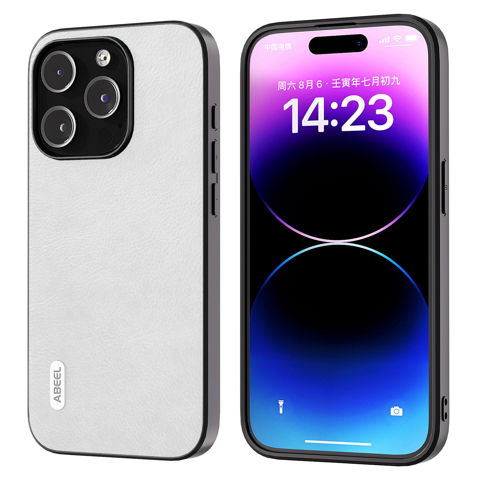 Pouzdro na telefon ABEEL pro iPhone 14 Pro Litchi Texture Anti-Scratch PU Leather Coated TPU Cover