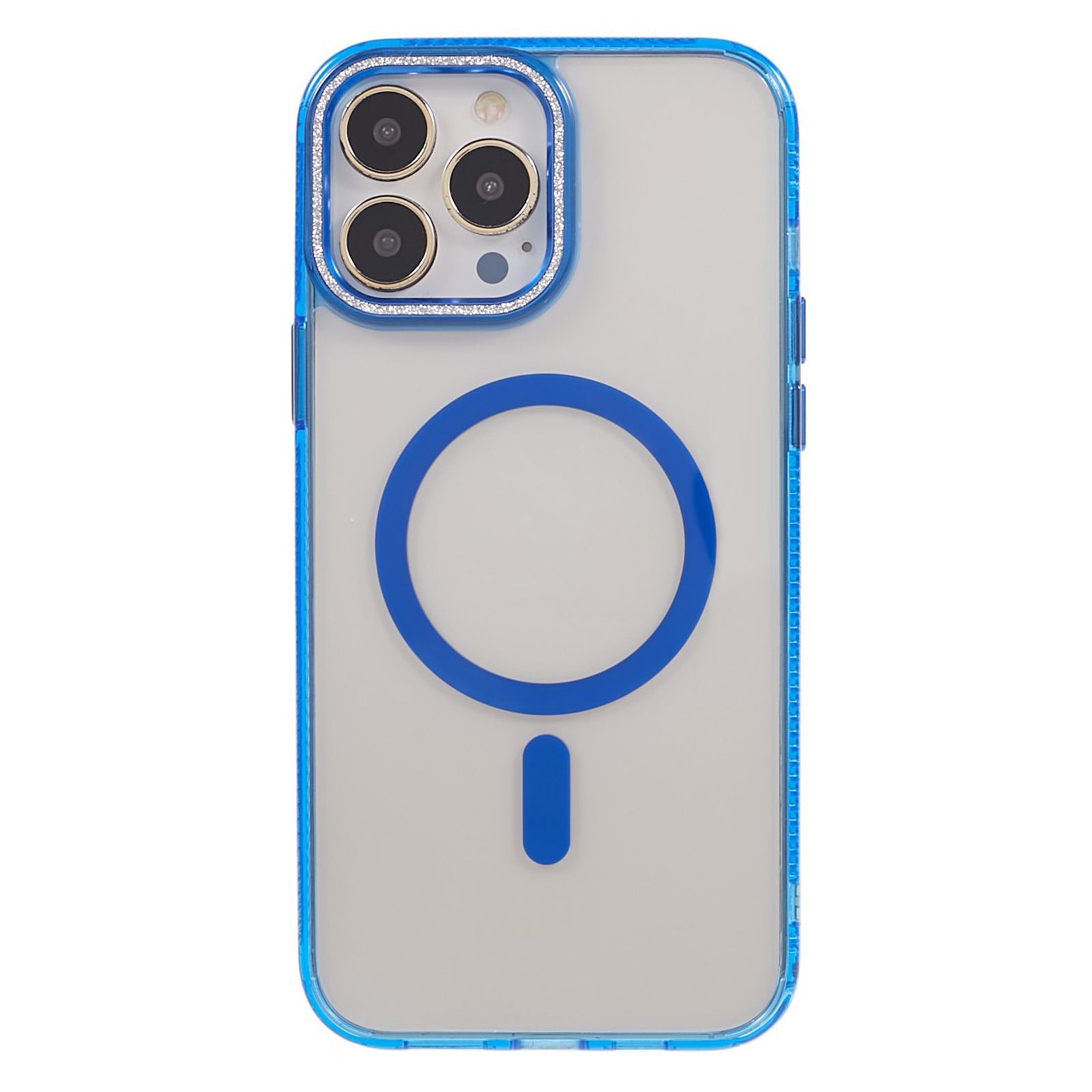 For iPhone 12 Pro Max Phone Case TPU PC Aluminum Alloy Cover Compatible with MagSafe Glittery Powder Shell