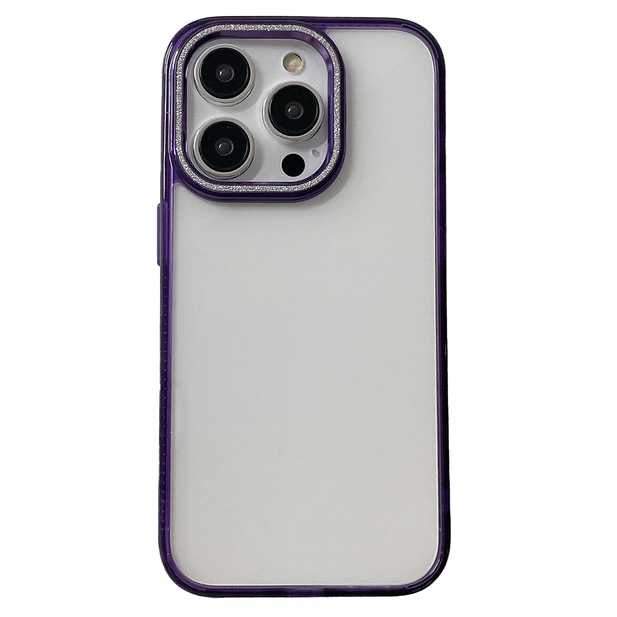 Til iPhone 12/12 Pro 6,1 tommer Glitter Kameraramme Gennemsigtig TPU PC Cover Telefoncover