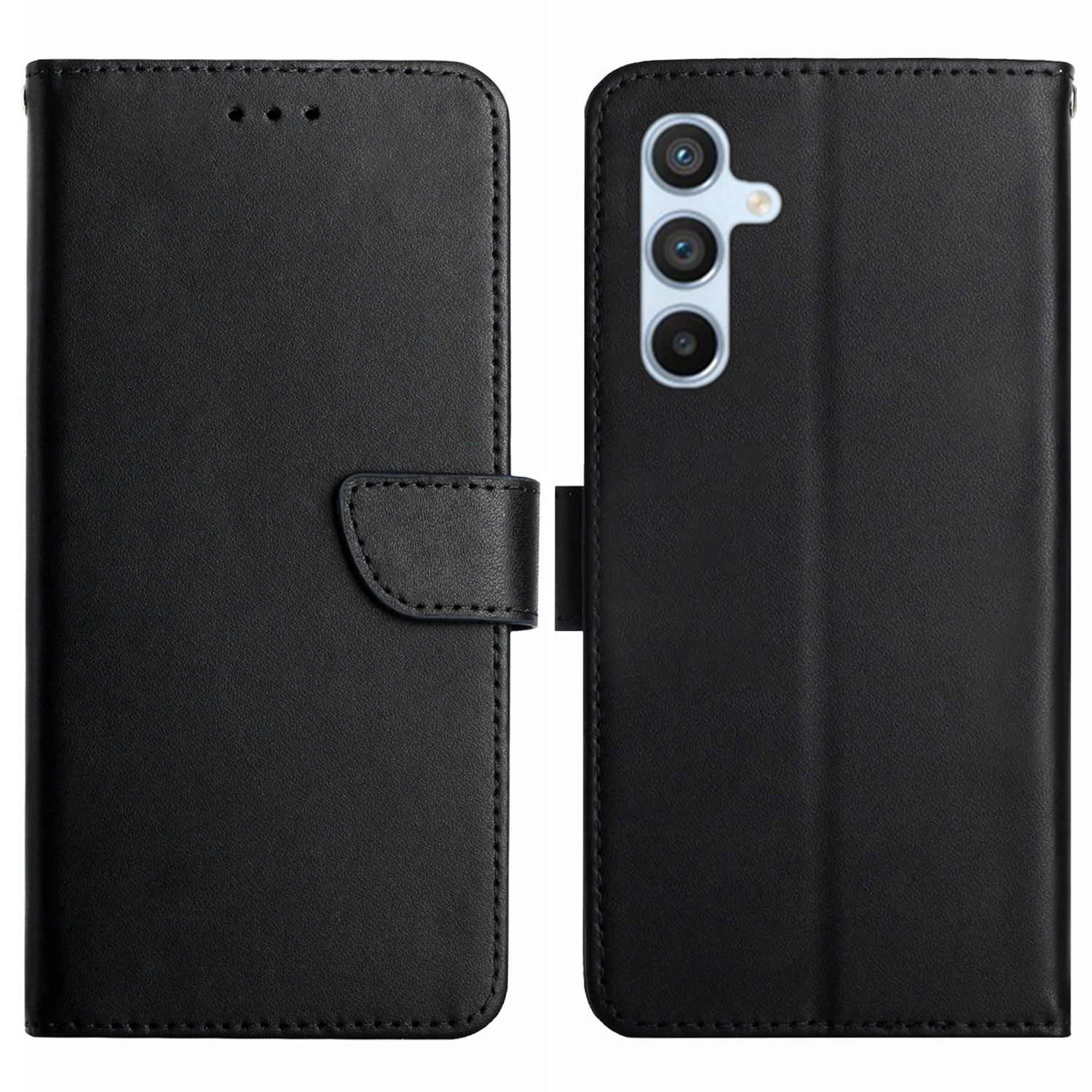 HT02 For Samsung Galaxy A25 5G Nappa Texture Phone Wallet Case Genuine Cow Leather Stand Phone Cover
