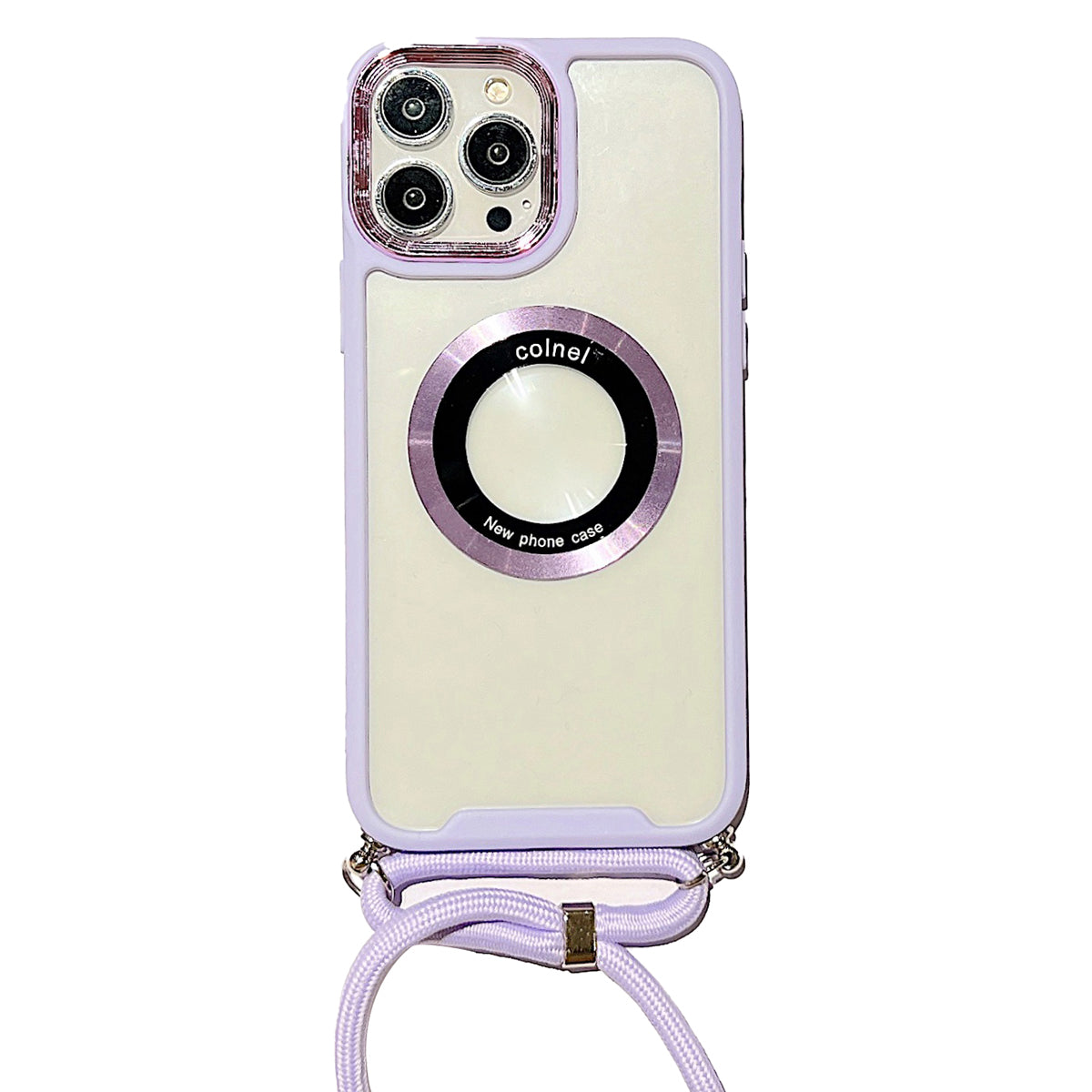 Magnetic Clear Case for iPhone 13 Pro PC TPU Shockproof Phone Cover with Neck Lanyard