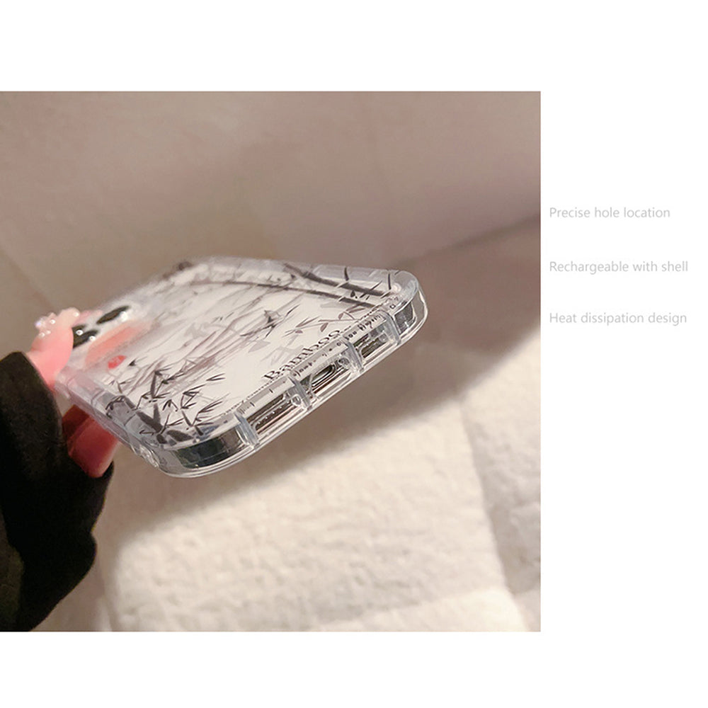 For iPhone 14 Pro Anti-drop TPU Cover Bamboo Forest Ink Painting Transparent Phone Case