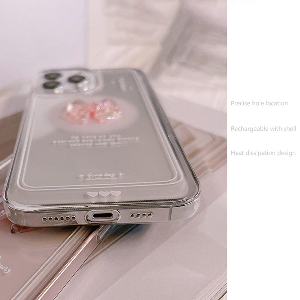 For iPhone 13 Pro Phone TPU Case Crystal Bowknot Decor Smartphone Protective Cover