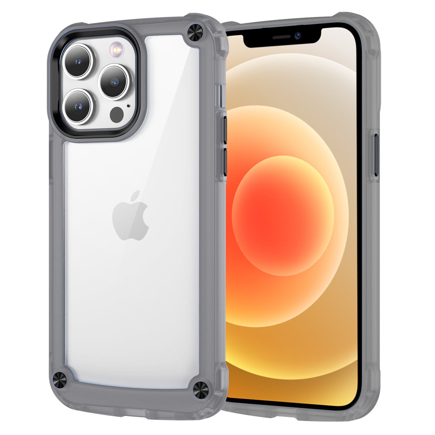 For iPhone 12 Pro Max 6.7 inch Alloy Lens Frame Clear Case Hard PC Soft TPU Phone Cover
