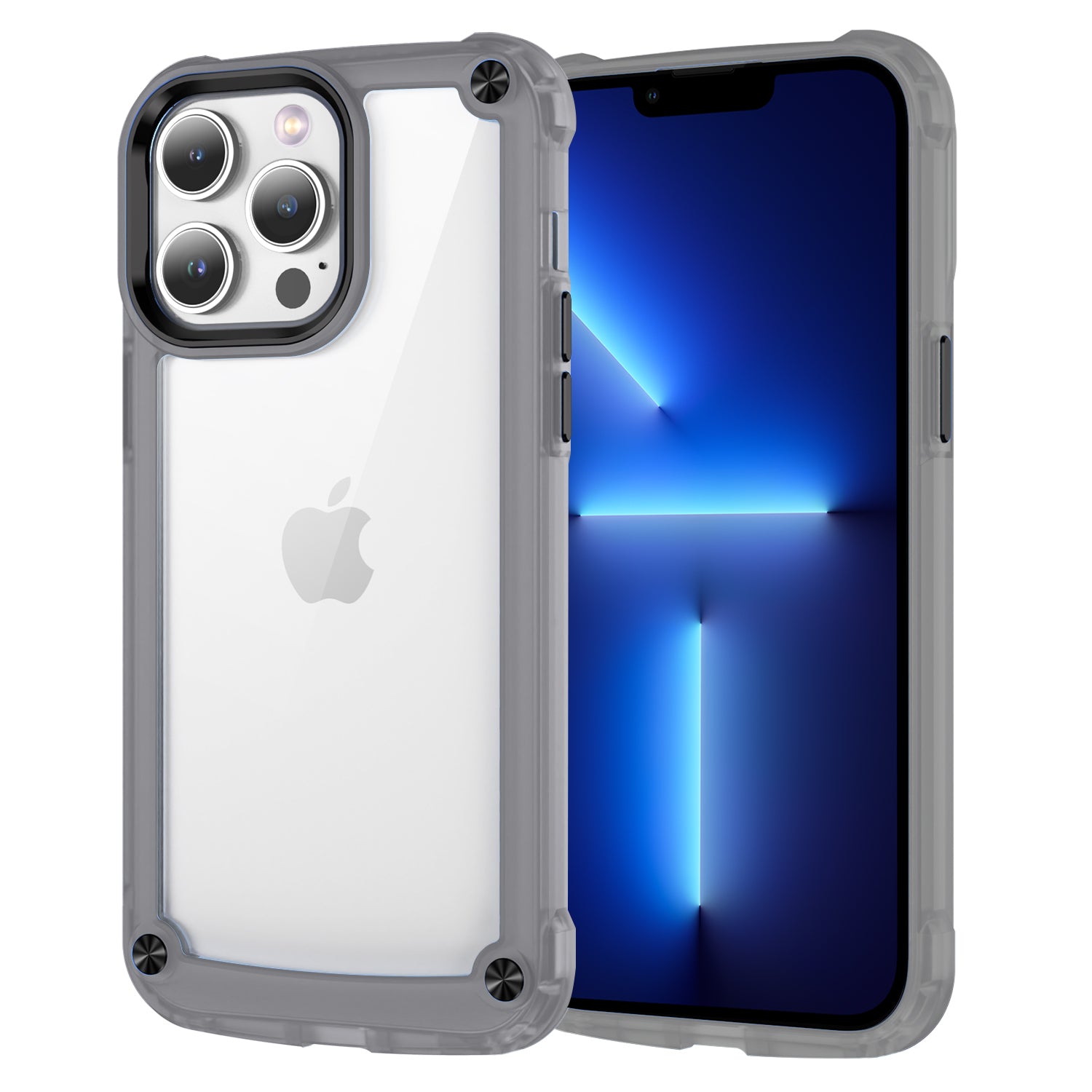 For iPhone 13 Pro 6.1 inch Skin-touch PC TPU Phone Case Alloy Lens Frame Clear Cover