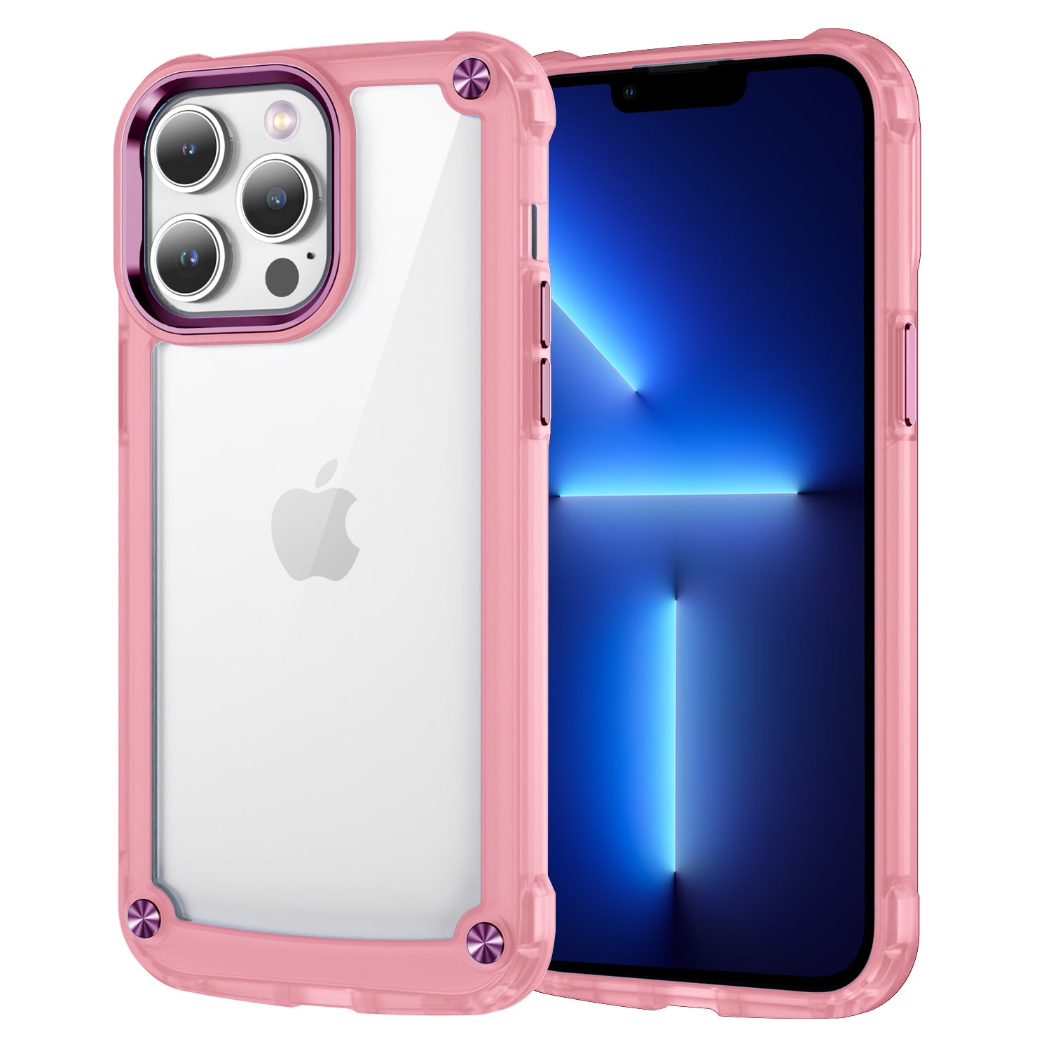 For iPhone 13 Pro 6.1 inch Skin-touch PC TPU Phone Case Alloy Lens Frame Clear Cover