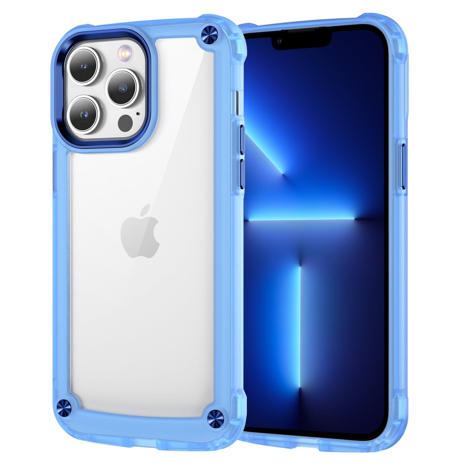 For iPhone 13 Pro 6.1 inch Skin-touch PC TPU Phone Case Alloy Lens Frame Clear Cover