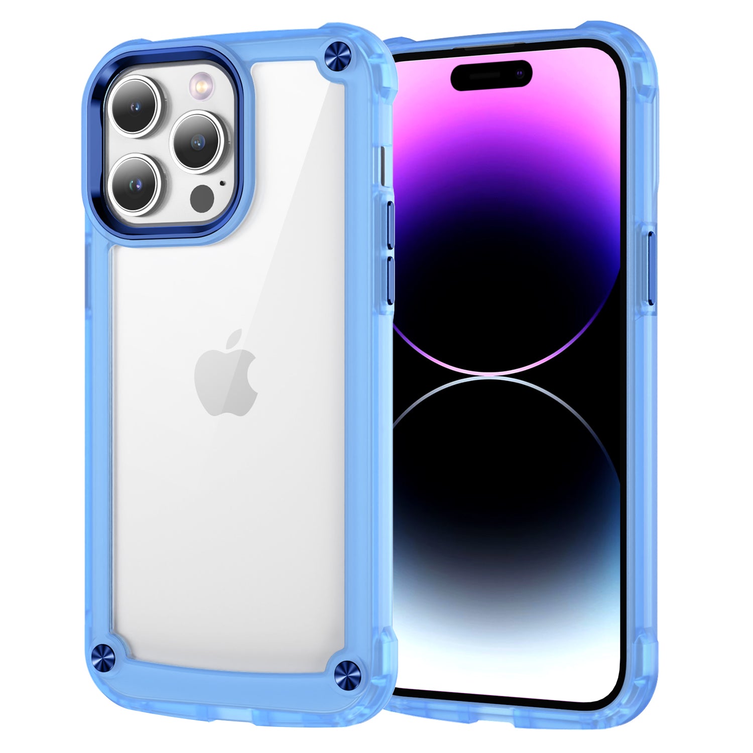 For iPhone 14 Pro Alloy Lens Frame PC TPU Phone Case Clear Anti-scratch Back Cover