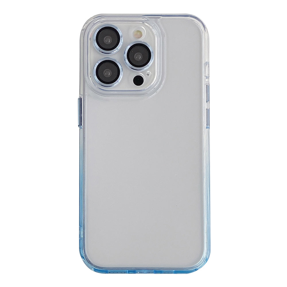 For iPhone 12 Pro Max 6.7 inch Gradient Transparent TPU PC Shockproof Cover Phone Case with Lens Film