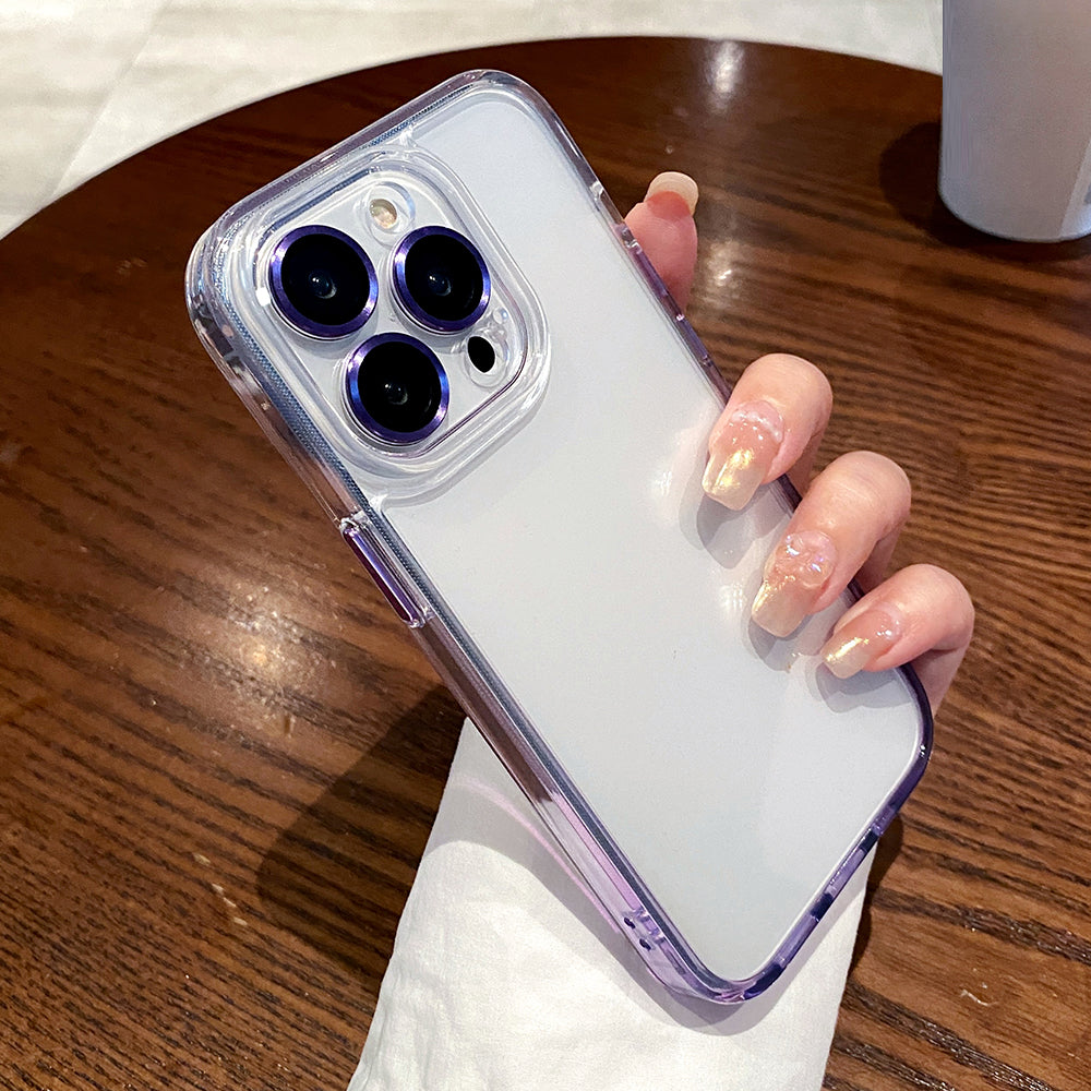 For iPhone 12 Pro Max 6.7 inch Gradient Transparent TPU PC Shockproof Cover Phone Case with Lens Film