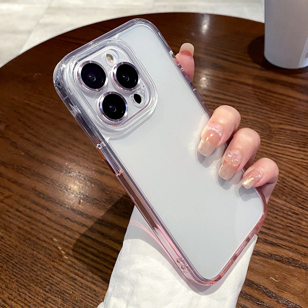 For iPhone 12 Pro Max 6.7 inch Gradient Transparent TPU PC Shockproof Cover Phone Case with Lens Film