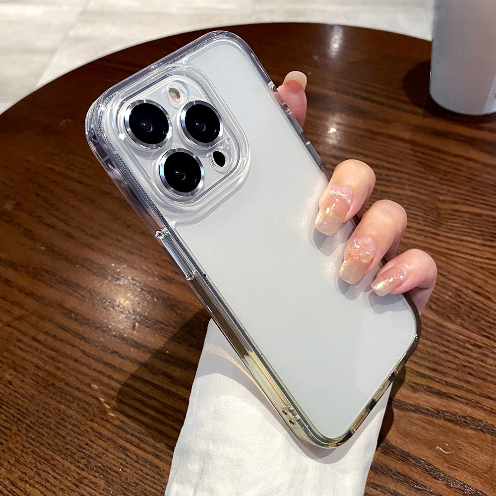 For iPhone 12 Pro Max 6.7 inch Gradient Transparent TPU PC Shockproof Cover Phone Case with Lens Film