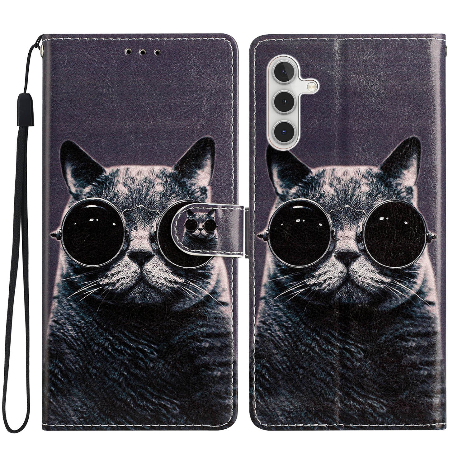 For Samsung Galaxy S23 FE PU Leather Phone Case Wallet Stand Pattern Printing Cover with Strap