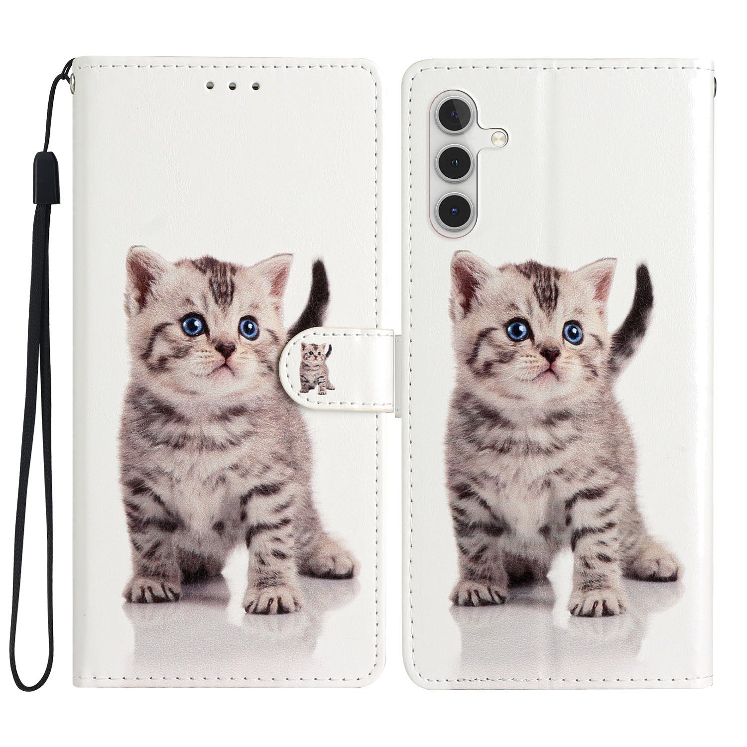 For Samsung Galaxy S23 FE PU Leather Phone Case Wallet Stand Pattern Printing Cover with Strap