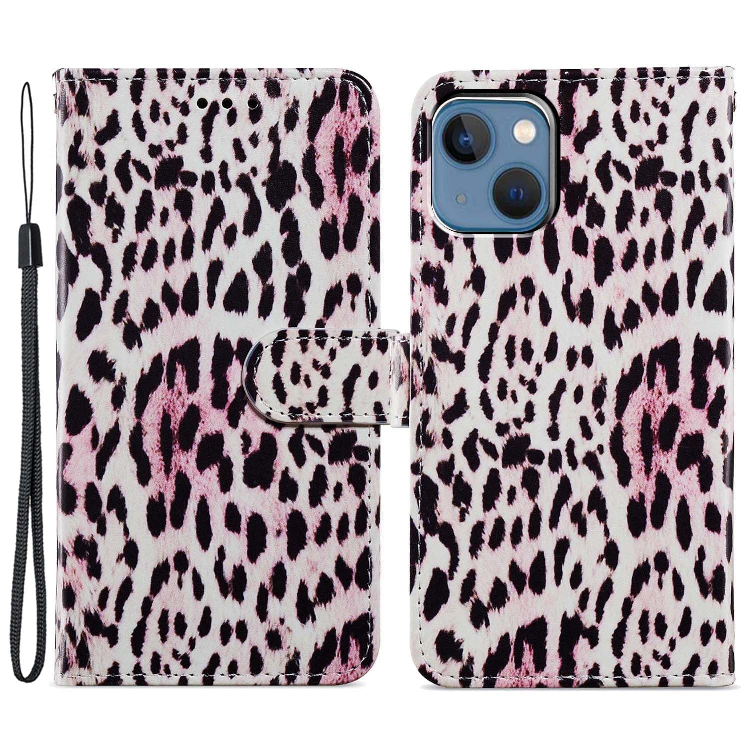 For iPhone 15 Plus Wallet Case PU Leather Pattern Printing Stand Phone Cover with Strap