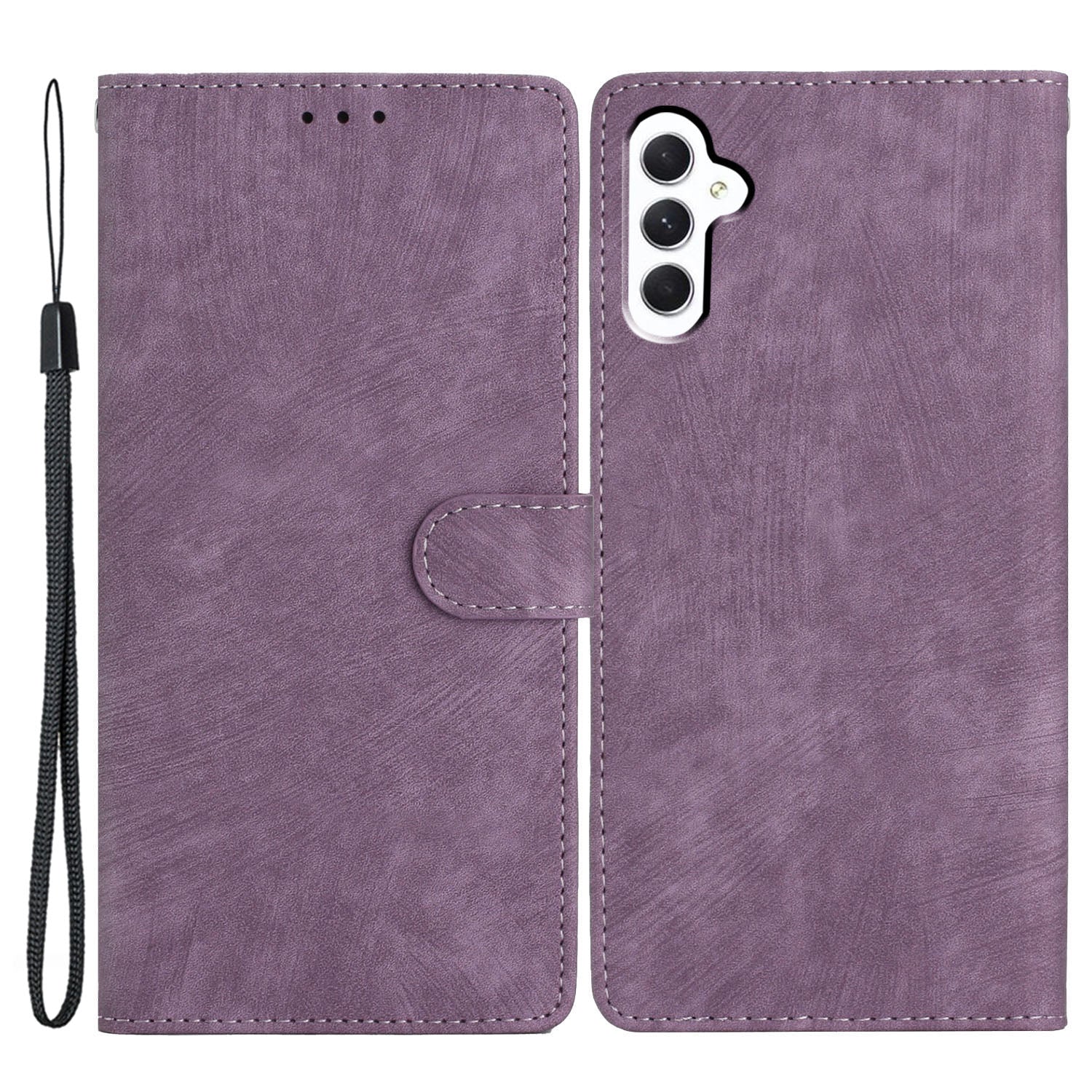 For Samsung Galaxy S23 FE Anti-Scratch Phone Shell PU Leather Wallet Case Stand Skin-touch Phone Cover