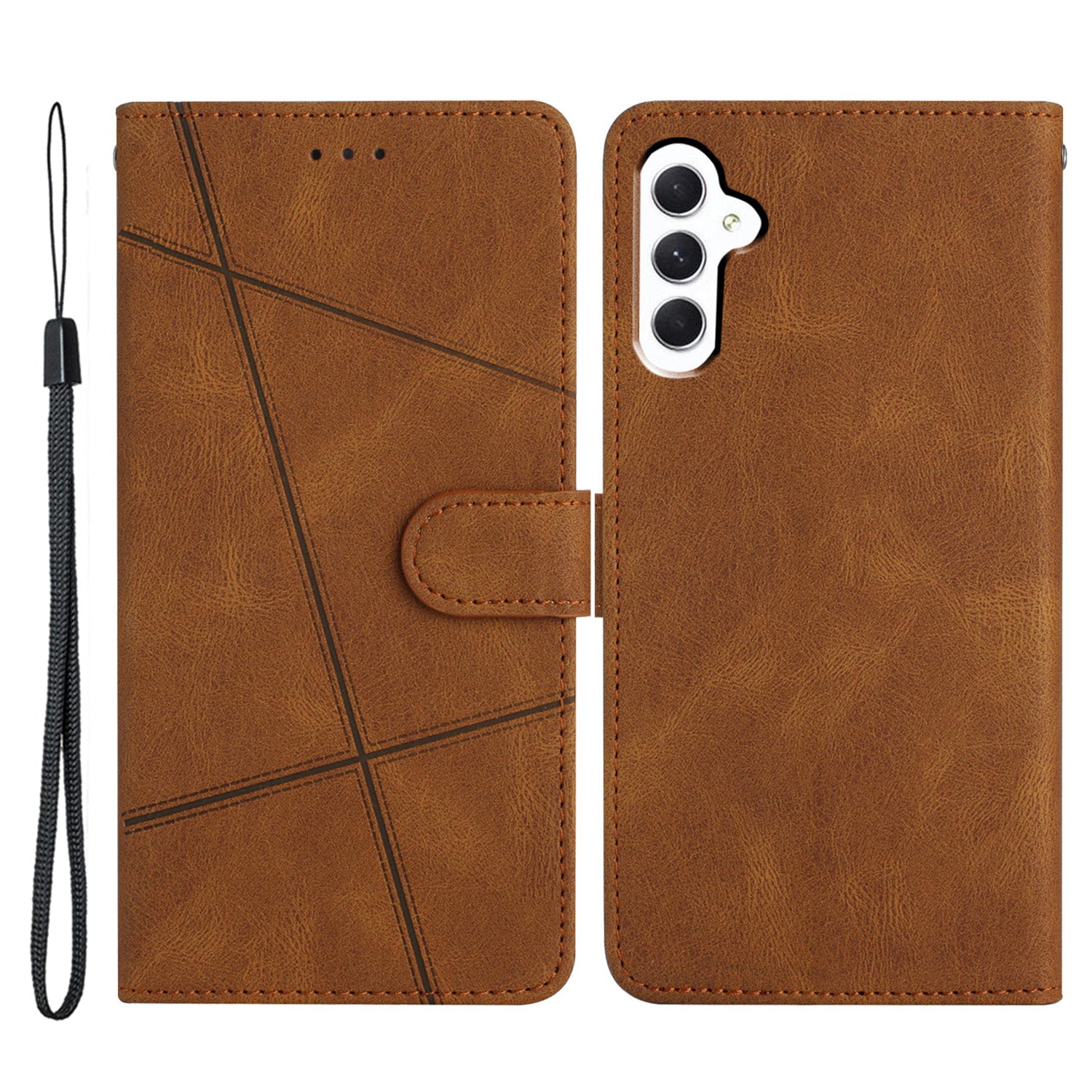 For Samsung Galaxy S23 FE Phone Cover Crazy Horse Texture Imprinted Lines Shell PU Leather Phone Stand Case Wallet