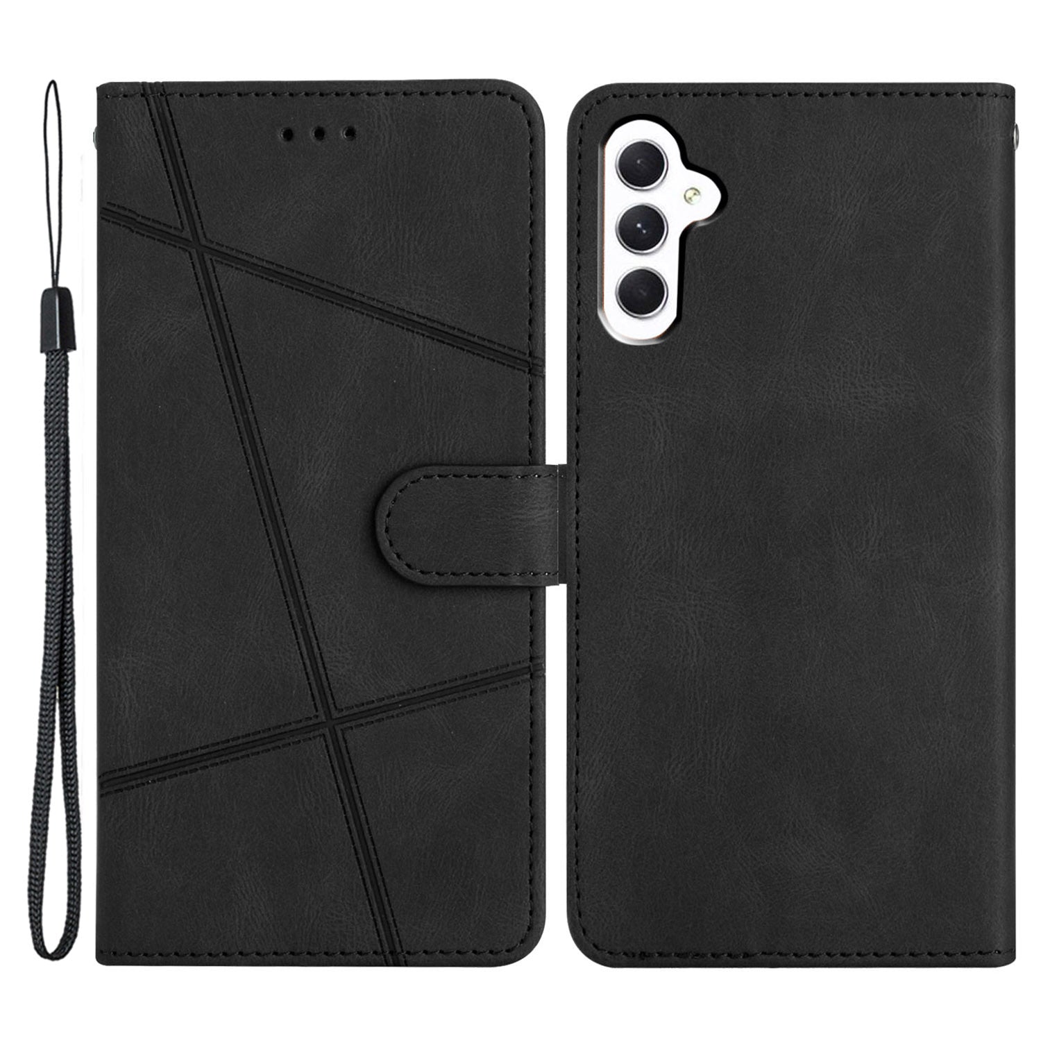 For Samsung Galaxy S23 FE Phone Cover Crazy Horse Texture Imprinted Lines Shell PU Leather Phone Stand Case Wallet
