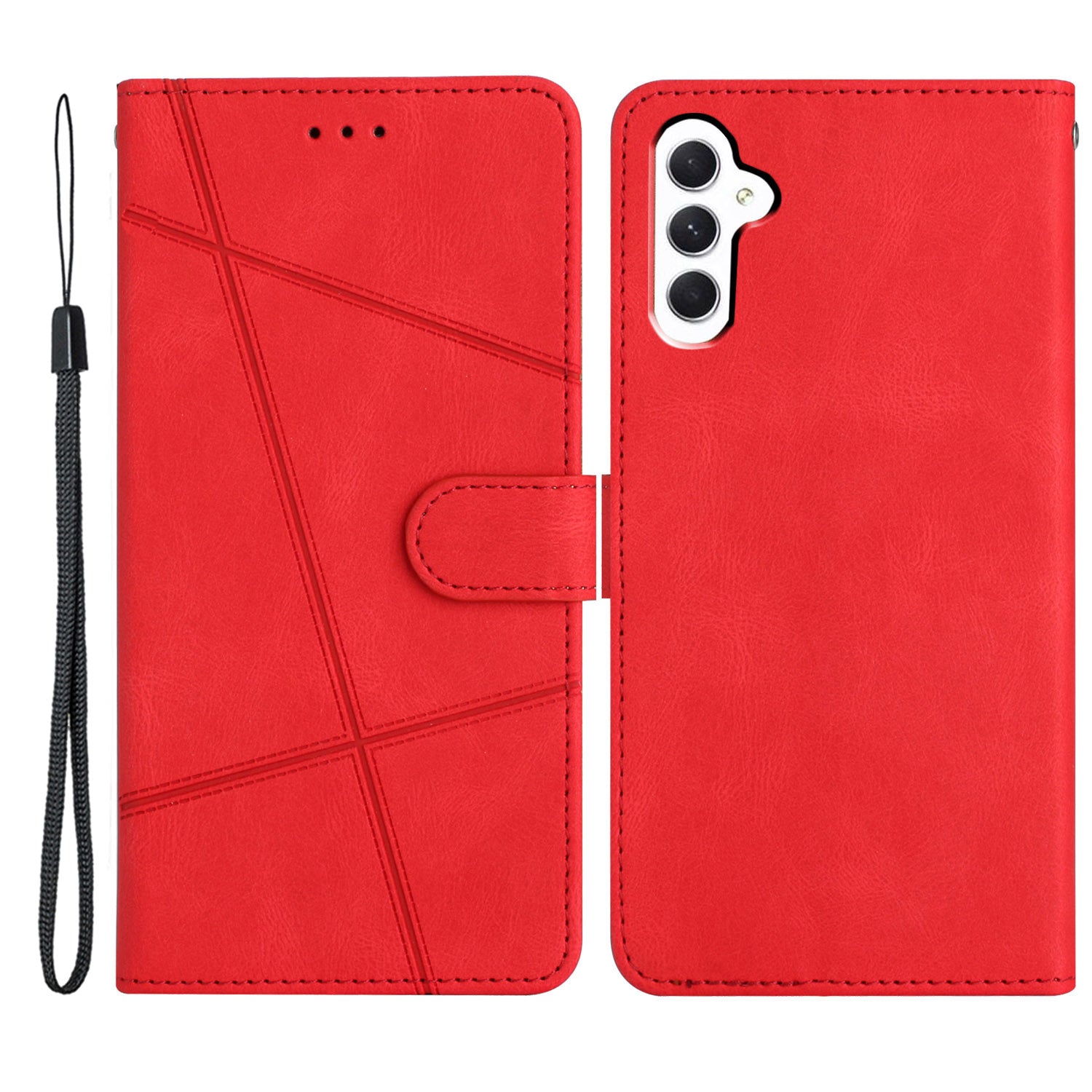 For Samsung Galaxy S23 FE Phone Cover Crazy Horse Texture Imprinted Lines Shell PU Leather Phone Stand Case Wallet