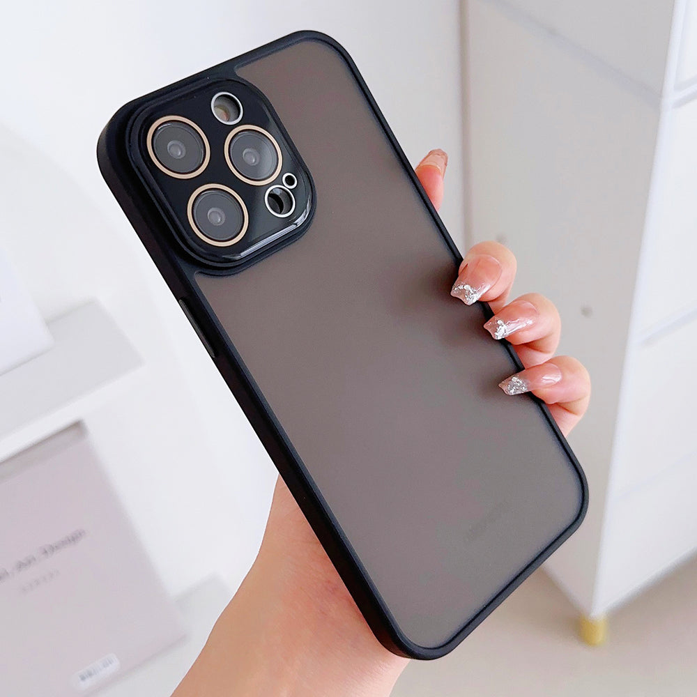 For iPhone 14 Pro Max Protective Phone Case Skin-touch PC TPU Phone Cover with Glass Lens Protector