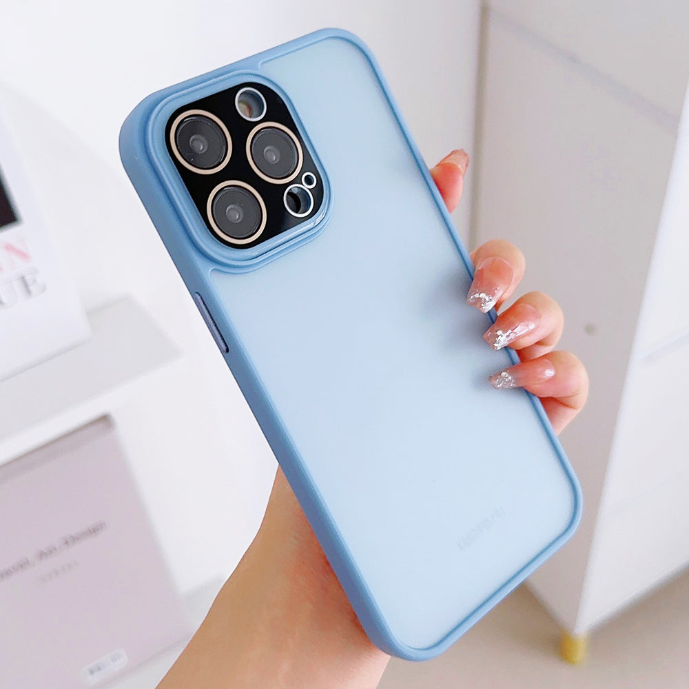 For iPhone 14 Pro Max Protective Phone Case Skin-touch PC TPU Phone Cover with Glass Lens Protector
