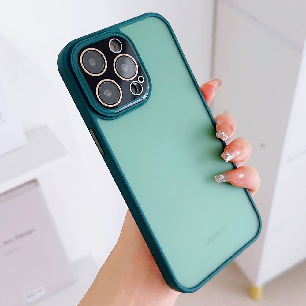 For iPhone 13 Pro Max PC TPU Phone Case Anti-scratch Skin-touch Phone Cover with Glass Lens Protector