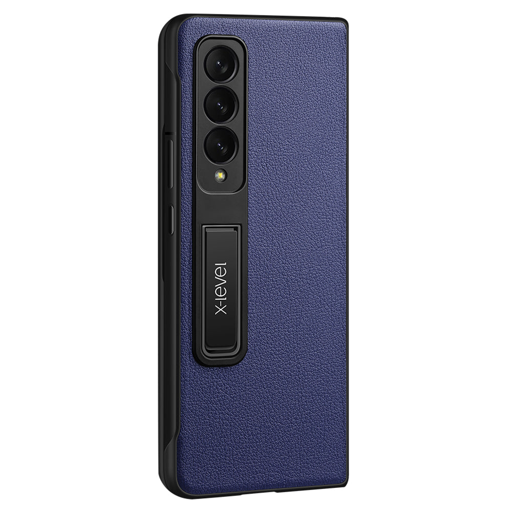 X-LEVEL For Samsung Galaxy Z Fold4 5G Magnetic Kickstand Folding Phone Case PU Leather Coated PC Cover