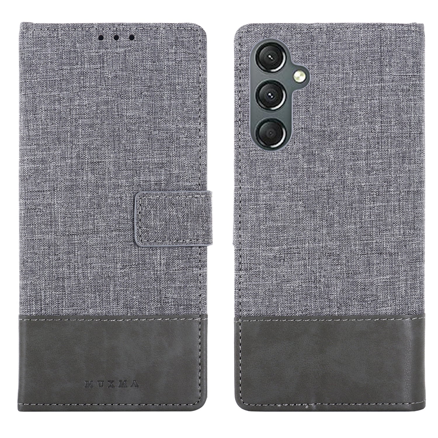 MUXMA MX102 for Samsung Galaxy A24 4G Canvas PU Leather Splicing Case Stand Wallet Protective Phone Cover