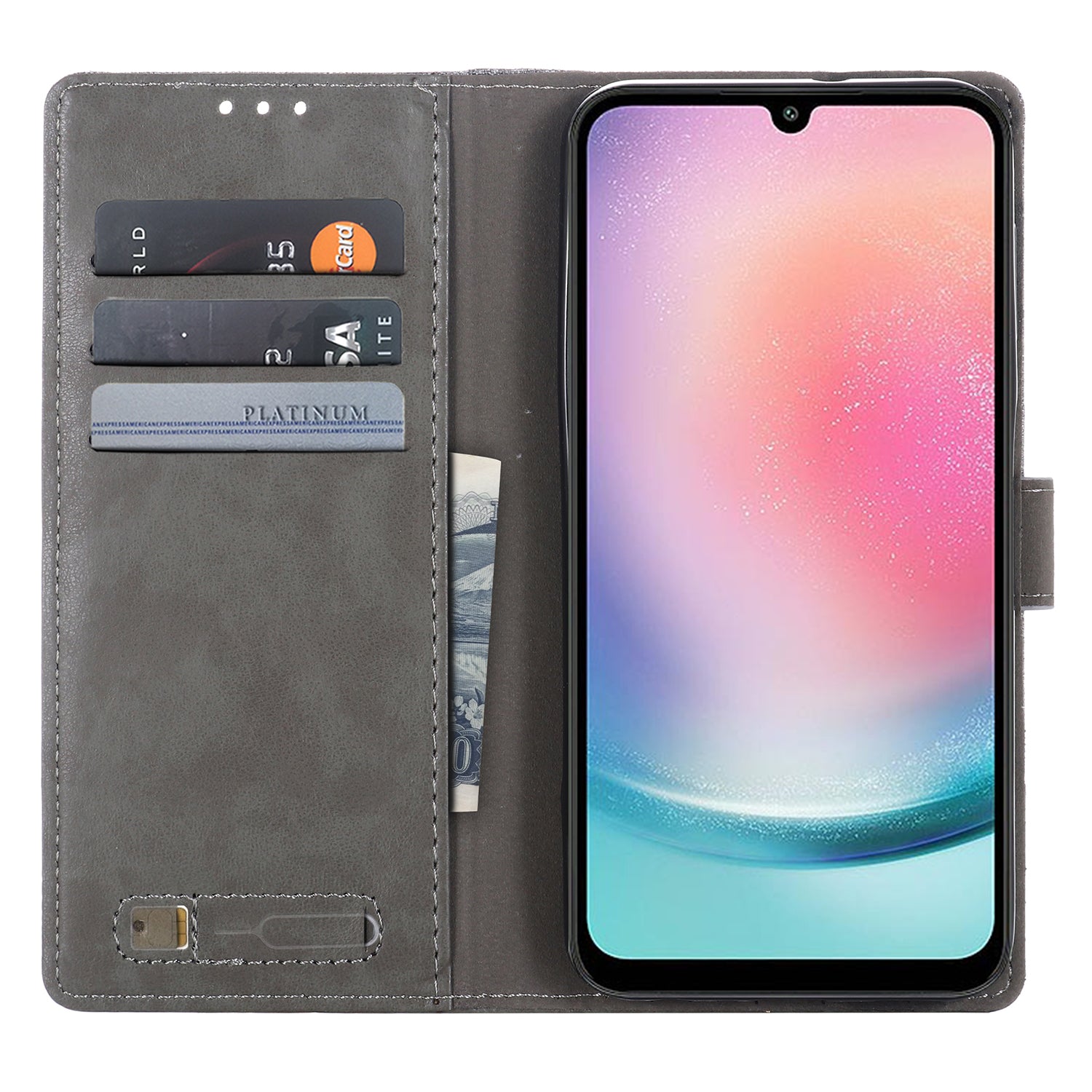 MUXMA MX102 for Samsung Galaxy A24 4G Canvas PU Leather Splicing Case Stand Wallet Protective Phone Cover