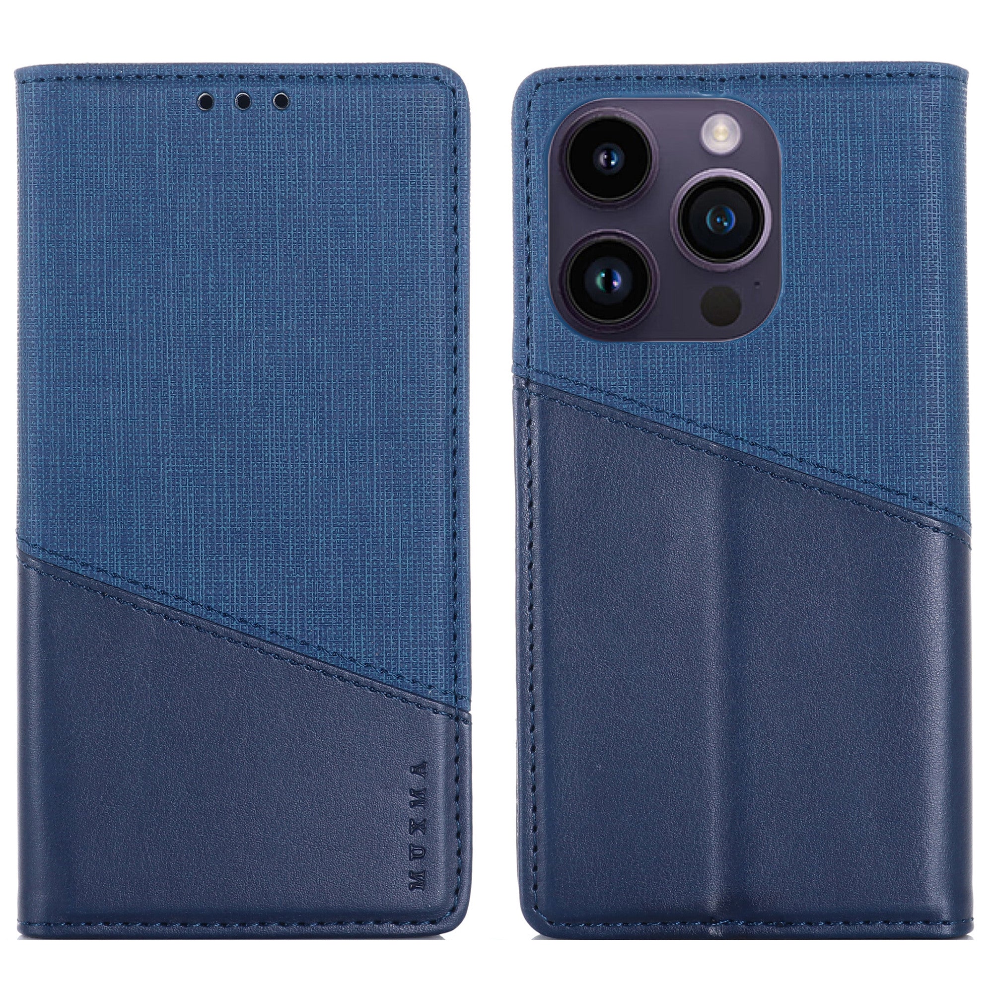 MUXMA MX109 til iPhone 15 Pro Anti-ridse RFID-blokerende pung telefoncover PU telefoncover