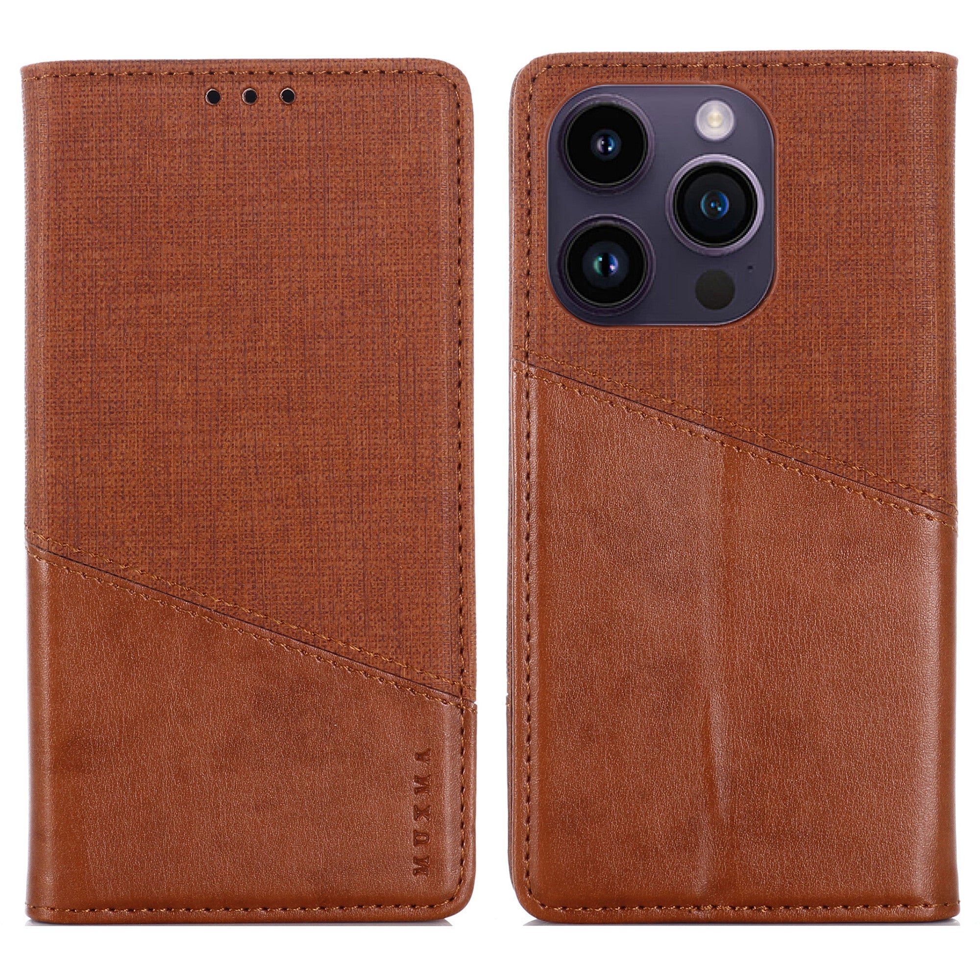 MUXMA MX109 til iPhone 15 Pro Anti-ridse RFID-blokerende pung telefoncover PU telefoncover